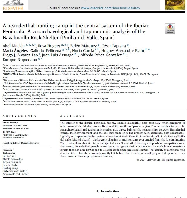 A neanderthal hunting camp in the central system of the Iberian Peninsula: A zooarchaeological and taphonomic analysis of the Navalmaíllo Rock Shelter (Pinilla del Valle, Spain)